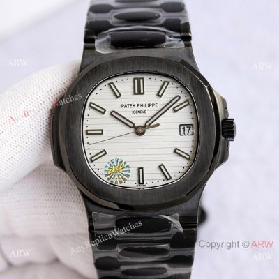 PPF Factory Patek Philippe Nautilus Black and White Watch Swiss AAA Copy